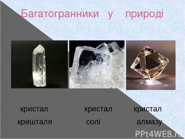 Багатогранники у природі кристал кристал кристал кришталя солі алмазу