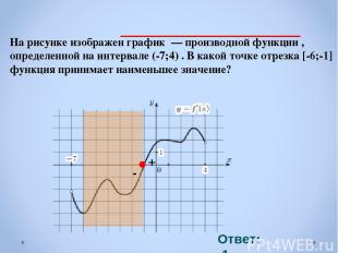 На рисунке изображен график  — производной функции , определенной на интервале (