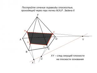 Постройте сечение пирамиды плоскостью, проходящей через три точки M,N,P. Задача