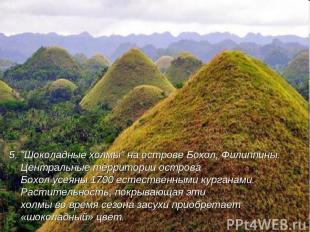 5. "Шоколадные холмы" на острове Бохол, Филиппины. Центральные территории остров