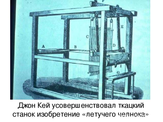 Джон Кей усовершенствовал ткацкий станок изобретение «летучего челнока»