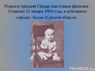 Родился Аркадий Гайдар (настоящая фамилия - Голиков) 22 января 1904 года, в небо