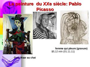 La peinture du XXe siècle: Pablo Picasso Dora Maar au chat La femme qui pleure (