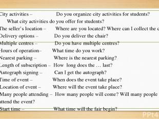 City activities – Do you organize city activities for students? What city activi