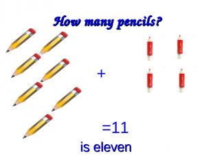 How many pencils? + =11 is eleven