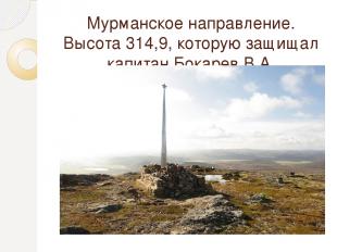 Мурманское направление. Высота 314,9, которую защищал капитан Бокарев В.А.