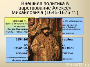 Внешняя политика в царствование Алексея Михайловича (1645-1676 гг.) 1648-1653 гг
