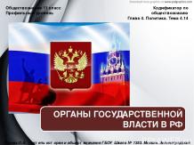 Обществознание 11 класс «Органы государственной власти в РФ»