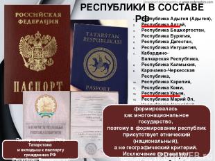 Паспорта граждан РФ и Татарстана и вкладыш к паспорту гражданина РФ (Республика