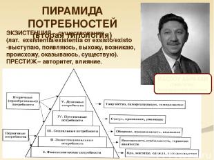 ПИРАМИДА ПОТРЕБНОСТЕЙ (вторая типология) МАСЛОУ АБРАХАМ (1908-1970). Американски