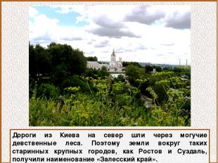 Дороги из Киева на север шли через могучие девственные леса. Поэтому земли вокру