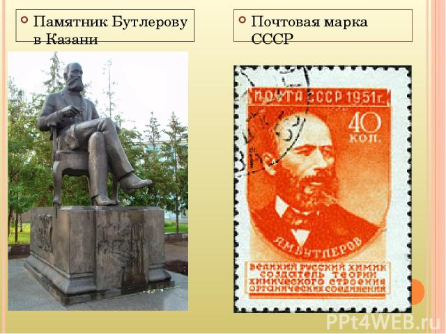 Памятник Бутлерову в Казани Почтовая марка СССР