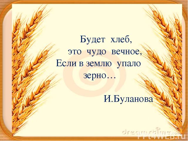 Будет хлеб, это чудо вечное, Если в землю упало зерно… И.Буланова