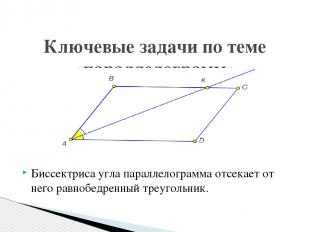 Биссектриса угла параллелограмма отсекает от него равнобедренный треугольник. Кл