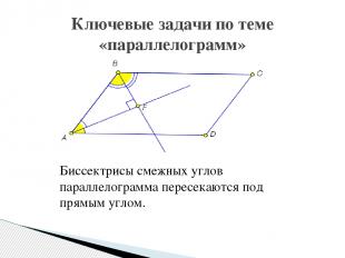 Ключевые задачи по теме «параллелограмм» Биссектрисы смежных углов параллелограм