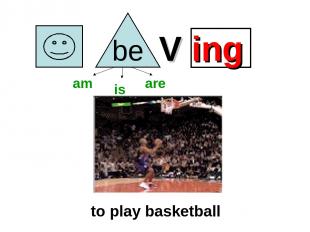 V ing to play basketball am is are