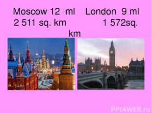 Moscow 12 ml London 9 ml 2 511 sq. km 1 572sq. km