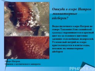Озеро Натрон. Снимок с космического аппарата Откуда в озере Натрон миниатюрные а