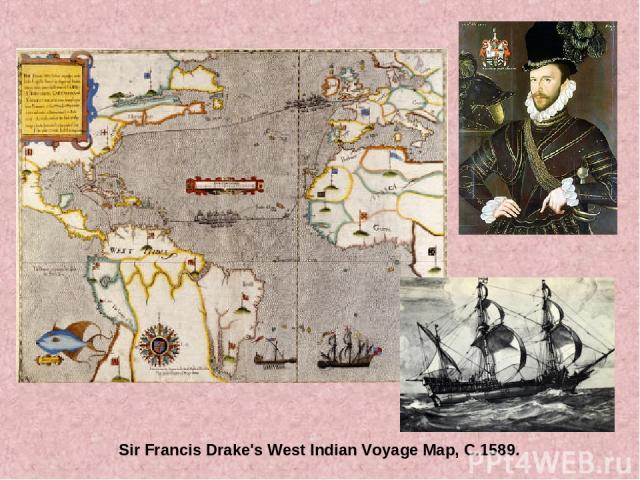 Sir Francis Drake's West Indian Voyage Map, C.1589.