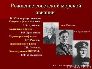 Рождение советской морской авиации В 1939 г морскую авиацию Северного флота возг
