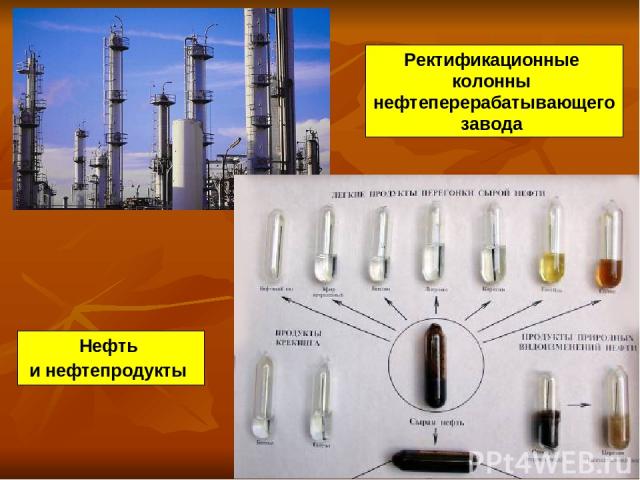 Ректификационные колонны нефтеперерабатывающего завода Нефть и нефтепродукты