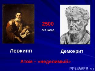 Левкипп Демокрит Атом – «неделимый» 2500 лет назад
