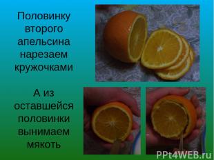 Половинку второго апельсина нарезаем кружочками А из оставшейся половинки вынима