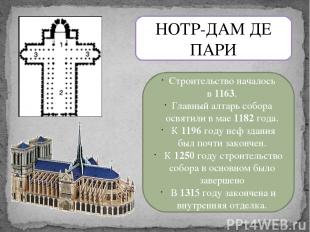 НОТР-ДАМ ДЕ ПАРИ Строительство началось в 1163. Главный алтарь собора освятили в