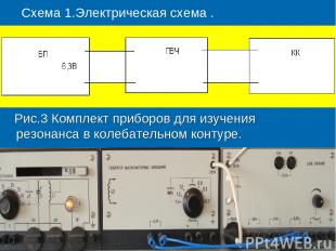 Схема 1.Электрическая схема . Рис.3 Комплект приборов для изучения резонанса в к