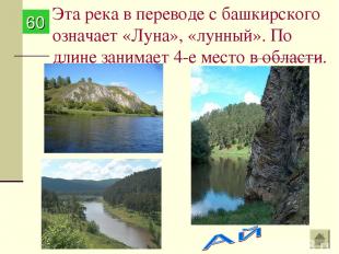Эта река в переводе с башкирского означает «Луна», «лунный». По длине занимает 4