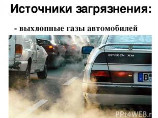 Источники загрязнения: - выхлопные газы автомобилей