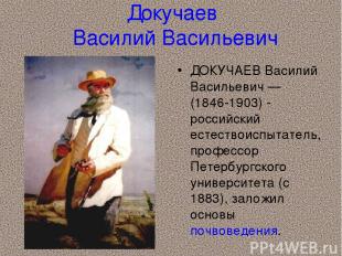 Докучаев Василий Васильевич ДОКУЧАЕВ Василий Васильевич — (1846-1903) - российск