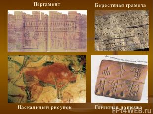 Пергамент Берестяная грамота Наскальный рисунок Глиняная дощечка