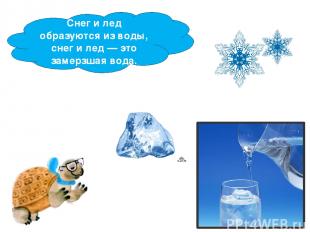 Снег и лед образуются из воды, снег и лед — это замерзшая вода.