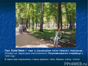 Парк Кули бина — парк в центральной части Нижнего Новгорода. Основан на территор