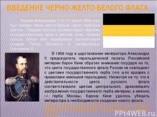 Указом Александра II от 11 июня 1858 года был введён чёрно-жёлто-белый «флаг гер