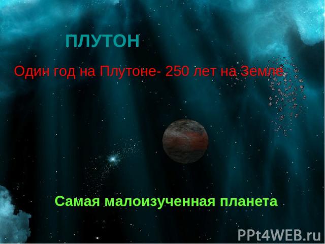 ПЛУТОН Один год на Плутоне- 250 лет на Земле Самая малоизученная планета