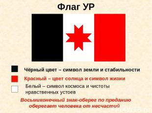 Флаг УР Чёрный цвет – символ земли и стабильности Красный – цвет солнца и символ