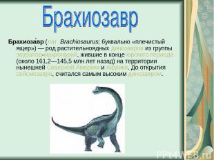 Брахиоза вр (лат. Brachiosaurus; буквально «плечистый ящер») — род растительнояд