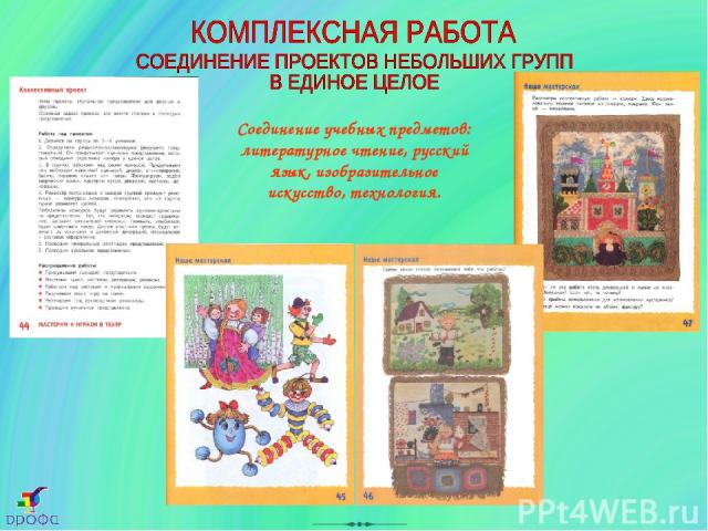 Соединение учебных предметов: литературное чтение, русский язык, изобразительное искусство, технология.