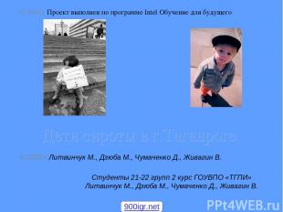 Дети сироты в г.Таганроге Студенты 21-22 групп 2 курс ГОУВПО «ТГПИ» Литвинчук М.