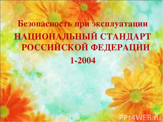 Безопасность при эксплуатации НАЦИОНАЛЬНЫЙ СТАНДАРТ РОССИЙСКОЙ ФЕДЕРАЦИИ 1-2004