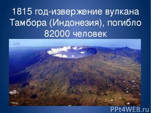 1815 год-извержение вулкана Тамбора (Индонезия), погибло 82000 человек