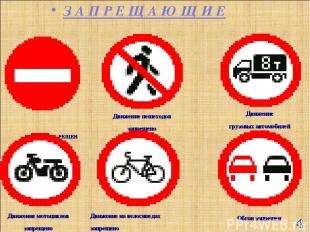ВЪЕЗД ЗАПРЕЩЕН Движение пешеходов запрещено Движение грузовых автомобилей запрещ