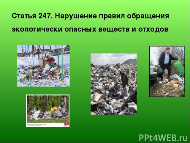 Статья 247. Нарушение правил обращения экологически опасных веществ и отходов