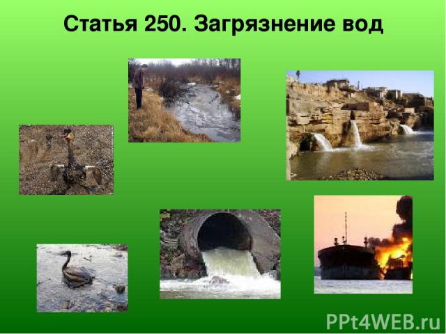 Статья 250. Загрязнение вод