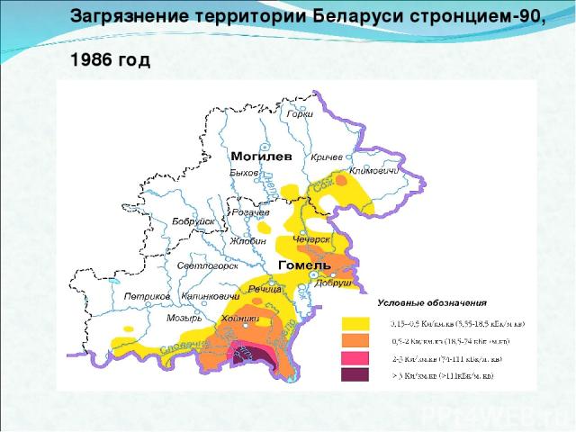 Загрязнение территории Беларуси стронцием-90, 1986 год