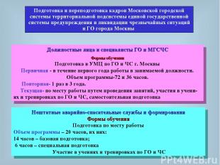 Подготовка и переподготовка кадров Московской городской системы территориальной