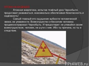 УРОКИ НА БУДУЩЕЕ: Атомная энергетика, испытав тяжёлый урок Чернобыля, продолжает