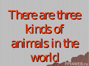 There are three kinds of animals in the world